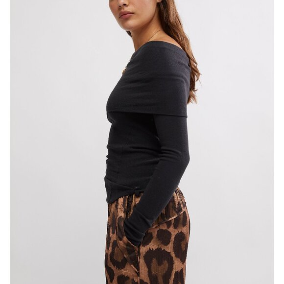 Free People Black Long Sleeve Top - Picture 2 of 6